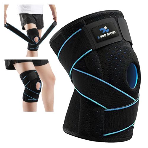 Knee Brace with Side Stabilizers, X-Pro Sport Adjustable Patellar Knee Brace, Meniscus Cruciate Ligaments Support, Professional Breathable Orthopedic Brace for Men and Women