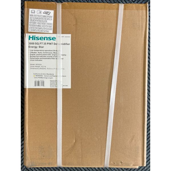 Hisense 3,000 sq. ft. 35 Pint Dehumidifier, 3-Mode Energy Star HD3524 Sealed!!!