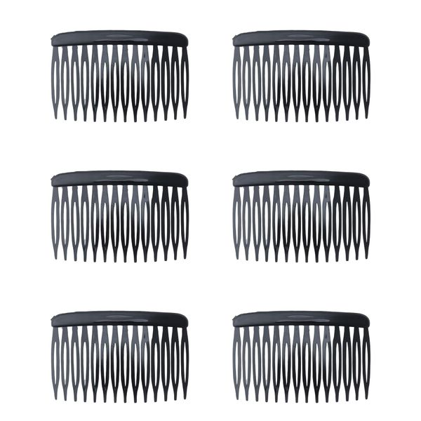 Ruwado 6 Pcs 14 Teeth Hair Side Comb Twist French Vintage Style Hair Clips Pins Accessories Supplies for Women Girls Bridal Wedding Veil Fine Long Curly Hair (Black)