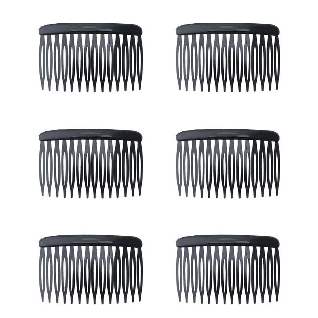 Ruwado 6 Pcs 14 Teeth Hair Side Comb Twist French Vintage Style Hair Clips Pins Accessories Supplies for Women Girls Bridal Wedding Veil Fine Long Curly Hair (Black)