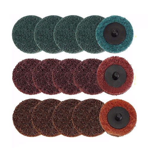 Mesee Roll Lock Sanding Disc Set, 2 Inch/50mm R-Type Quick Change Discs Surface Conditioning Disc with Disc Pad Holder for Die Grinder Surface Rust Paint Removal, 15 Pcs(Course/Medium/Fine Grit)
