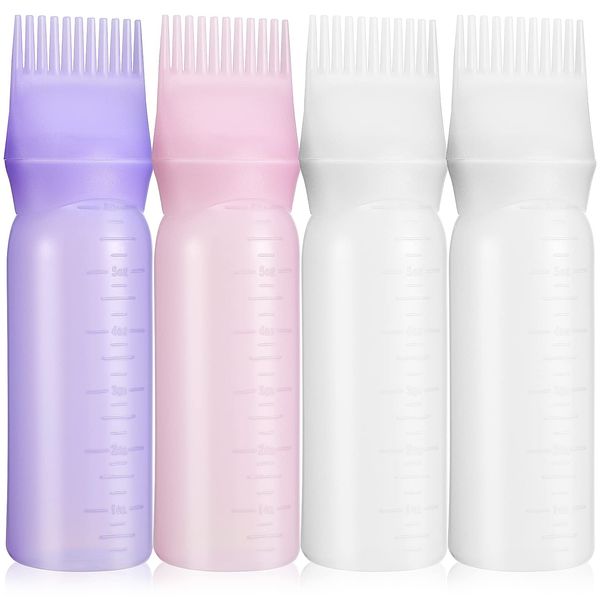 Beavorty 4 Stück Haarölflasche Wurzelkamm Haarstyling-Werkzeuge Ölflasche Für Haare Ölapplikator Flasche Für Haarkamm Applikatorflasche Pflegekamm Haarfärbeflaschen Salonflaschen