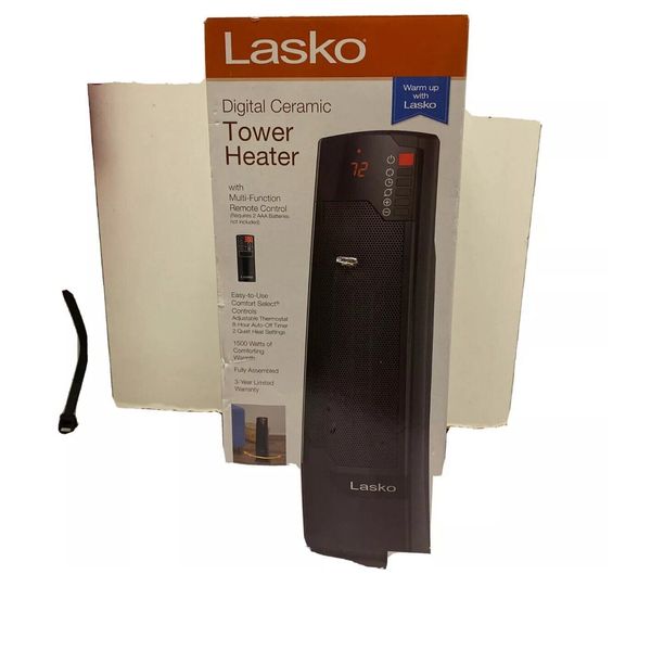 Lasko 1500W Oscillating Ceramic Tower Electric Space Heater with Remote, CT22835