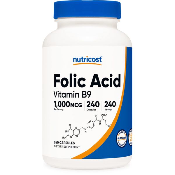 Nutricost Folic Acid (Vitamin B9) 1000 mcg, 240 Capsules