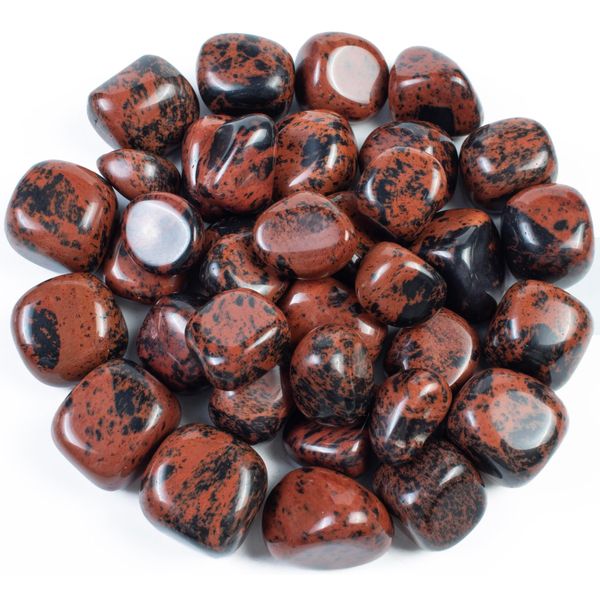 Crocon Mahogany obsidian tumbled stones and crystals bulk natural Crystal Kit for Reiki Healing Crystal Polished, tumble stones, Chakra Balancing, Good Luck, Gift, Home Decor Size : 20-25 mm | 1LB