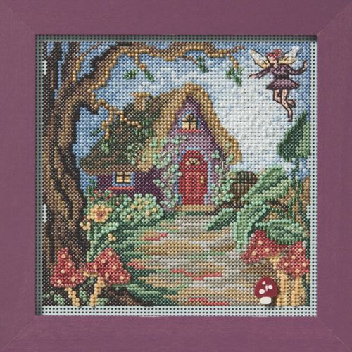 Mill Hill Fairy House Beaded Counted Cross Stitch Kit Buttons & Beads 2025 Spring Series MH142514, 5.25 x 5.25 inches, Multi