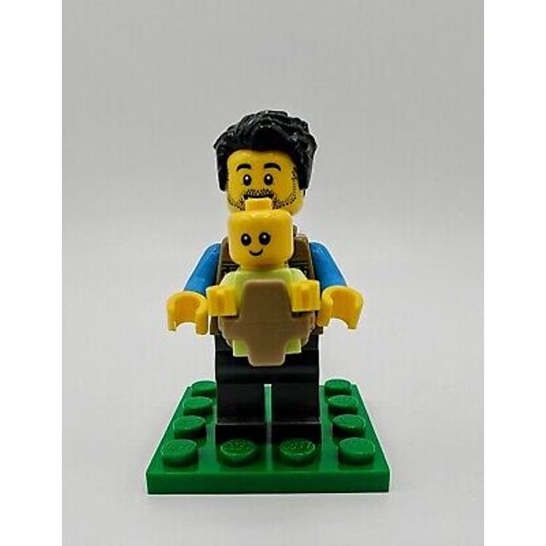 Lego Dad with Baby in Carrier Minifig LOT Minifigure City Town Father