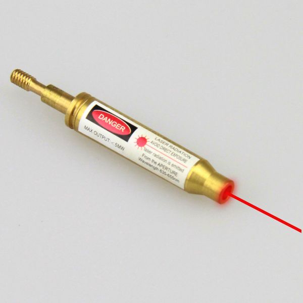 GlobalPioneer Tactical Brass Crossbow Archery Arrow Red Laser Bore Sighter Tool Threads onto Arrows (Batteries Included)