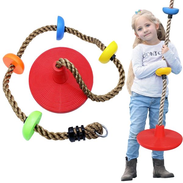 Xinlinke Tree Climbing Rope and Kids Disc Swing Seat Set Outdoor Backyard Playground Accessories