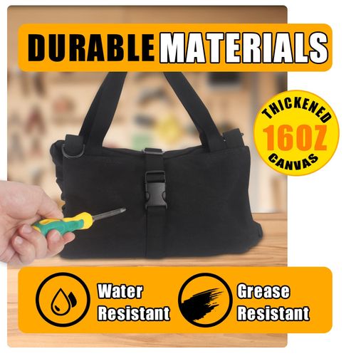 FIREDOG Roll Up Tool Bag, Canvas Wrench Roll Up Pouch Multi-Purpose Tool Roll Organize, 5 Zippered Tool Pockets (Black)