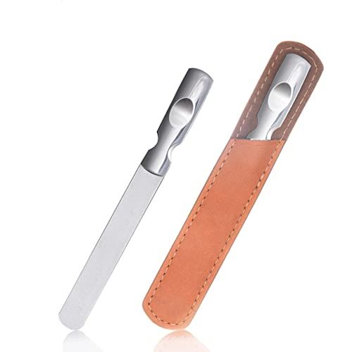 Olakin Professional Metal Nail File with Case, Nail File Manicure Tools, No Slip Handle Stainless Steel Nail Care Manicure Tool Accessories for Men Woman, White