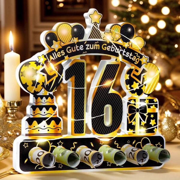 16.Geburtstag Geldgeschenk,16.geburtstag mädchen junge mit LED Lichterkette,geschenke zum 16 geburtstag mädchen,16 geburtstag deko Geldgeschenke,16 Jahre Geburtstag Geld Geschenk Tisch Party (16)