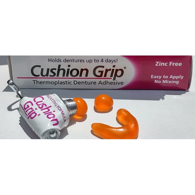 Cushion Grip Thermoplastic Denture Adhesive - Zinc Free Non-toxic 1 oz, 3  Pack