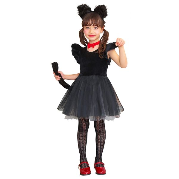 Party City Petite Kids Black Cat Dress, Cosplay, Size 11 to 12 years old (140 cm), Black