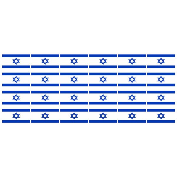 Mini Aufkleber Set - Pack glatt - 33x20mm - selbstklebender Sticker - Fahne - Israel - Flagge - Banner - Standarte fürs Auto, Büro, zu Hause und die Schule - 24 Stück