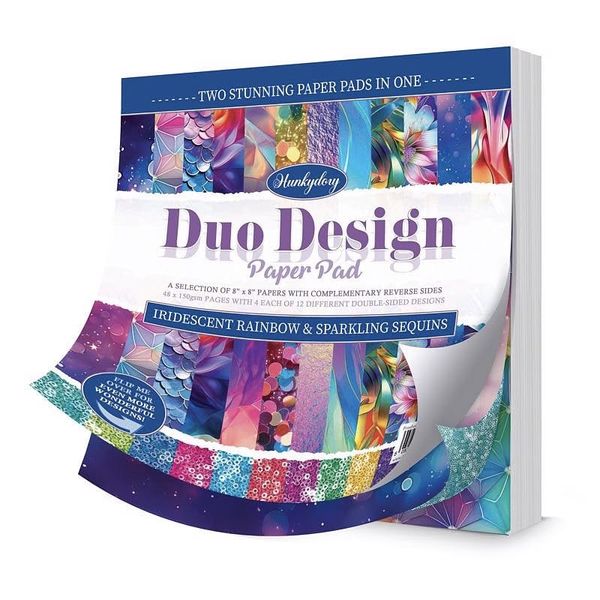 Hunkydory Duo Design Paper Pads - Iridescent Rainbow & Sparkling Sequins