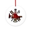 CafePress Firefighter/Rescue Tools 4" Round MDF Wood Ornament
