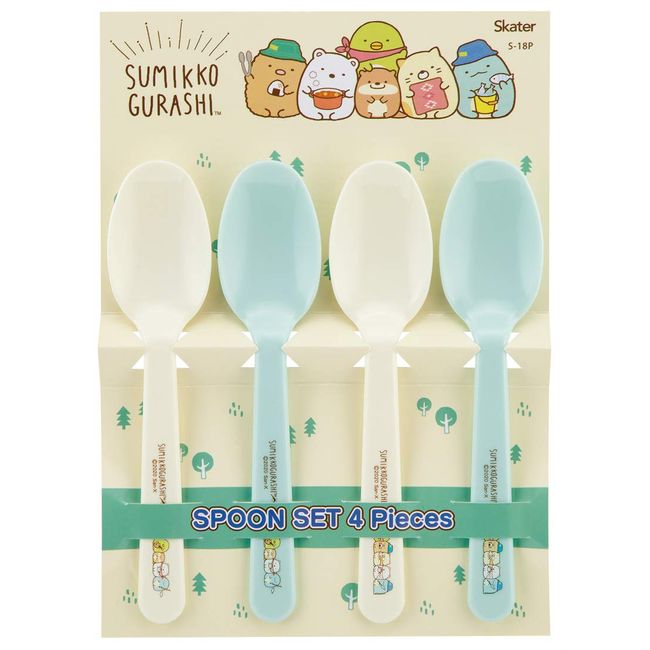 Skater S-18P Sumikko Gurashi Sumikko Gurashi Spoons, Set of 4, Plastic, 5.9 inches (15 cm), Camping