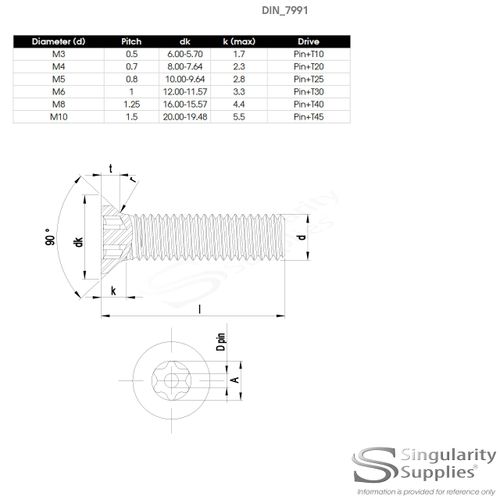 M4 (4mm x 25mm) Hex Socket Countersunk Machine Screw (Bolt) - Stainless Steel (A2) (Pack of 20)
