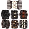 Dadabig 7 PCS Beaded Hair Combs, Stretchy Double Hair Comb Elastic Comb Double Hair Combs Clips Hair Clip Stretchy for Women Girls Hair Accessory DIY Hair Styling Tool, 7 Styles