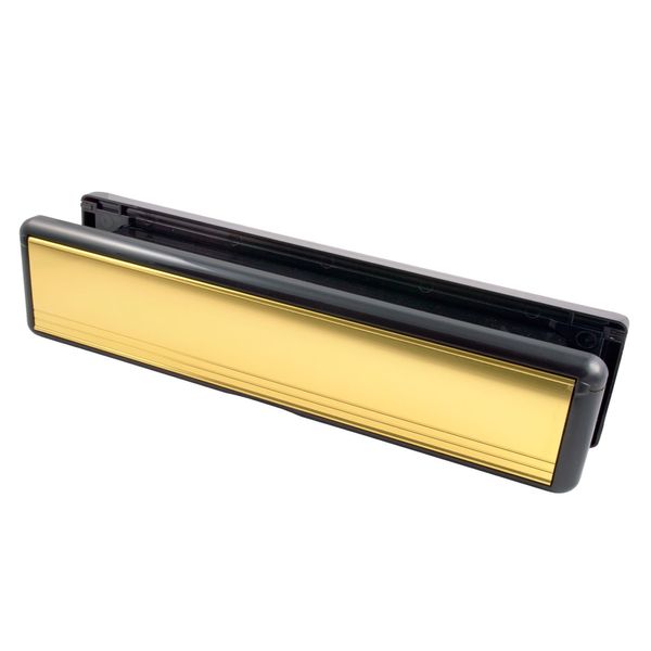 Welseal 12-Inch UPVC Door Polished Letterbox/Letter Plate Mid Rail - Gold/Black