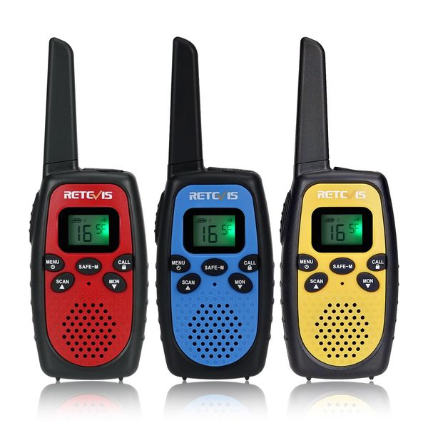 Retevis RT628S Kids Walkie Talkies, Safe Mode Kids Radios, Adjustable Volume, VOX, Walkie Talkie 3 Pack for Gifts, Family Games, Camping, Adventure, Park (3 Pcs)