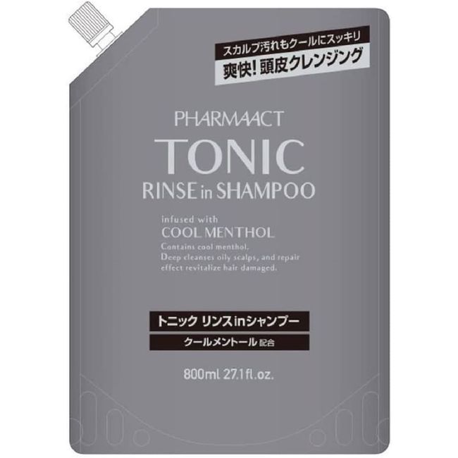 Kumano Oil and Fat Pharmaact Cool Tonic, Menthol Blending, Cleans Scalp Pores, Scalp Care, Scalp Cleansing, Rinse in Shampoo, Refill, 2.8 fl oz (800 ml), Made in Japan