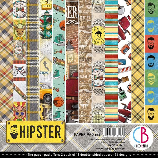 Ciao Bella Hipster Double-Sided Paper Pad 6"x6" 24 / Pkg