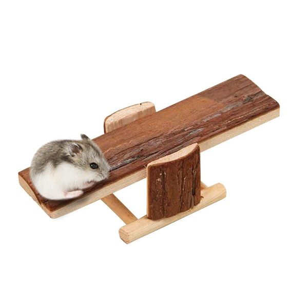 Litewoo Natural Wooden Seesaw Platform for Small Animals Hamster Gerbil Squirrel Mouse Exercise Play Toys Teeth Chew Toy