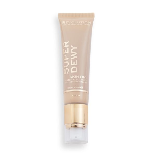 Revolution Superdewy Tinted Moisturiser, Light Coverage Makeup, Evens Skin Tone, Medium, 1.85fl.oz/55ml