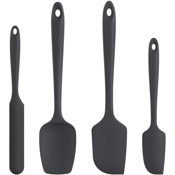 U-Taste Silicone Spatula Set of 4: 315 ℃ Heat-Resistant Flexible Food Grade Bowl Scraper, Seamless Rubber Kitchen Cooking Mixing Baking Scraping for Nonstick Cookware(Black)