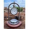 Table Clock with Compass Personalized Engraved Compass Retirement Gift, Handwritten Working Compass with Clock, Retirement Gift (Black Finish)