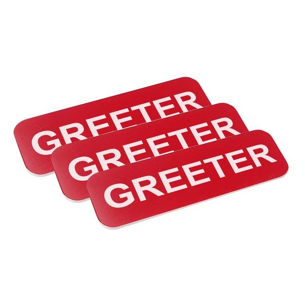 Greeter 1 x 3 Name Tag, Red (3 Pack)