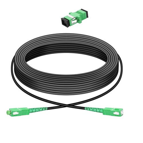 Simplex SC/APC to SC/APC Fiber Patch Cable 25m/80ft,Fiber Optic Internet Cable,Single Mode Armored Fiber Optic Jumper Optical Patch Cord, Att Fiber Cable OS1/OS2 Compatible OD 3.0mm LSZH Black