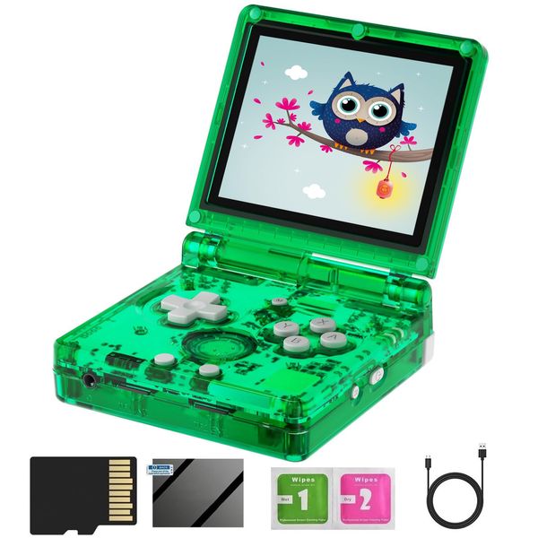 RG35XXSP Flip Retro Handheld Game Console ,3.5 Inch IPS Screen Linux System Built-in 64G TF Card 5532 Games Support 5G WiFi Bluetooth TV Output(Green-New)