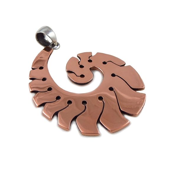 Large Silver and Copper Polished Spiral Handmade Pendant