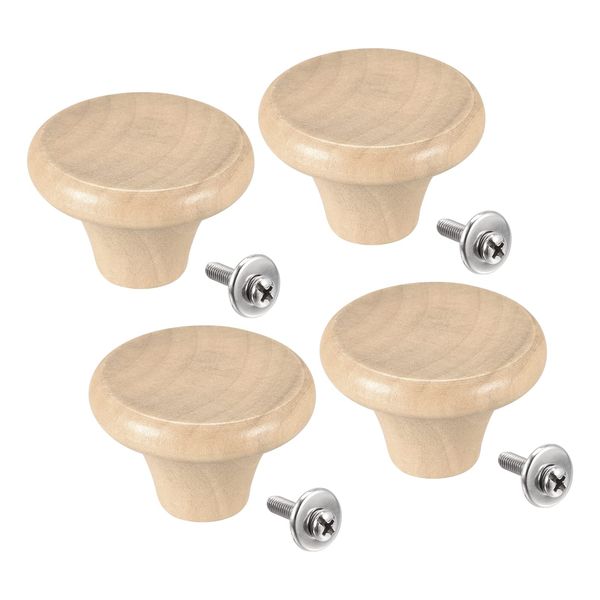 uxcell Universal Pot Lid Knobs Wood Replacement Knobs for 45x29mm Pan Lid 4pcs