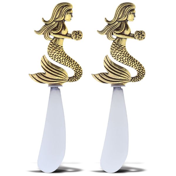 KitchaBon Gold Stainless Steel Cheese Spreaders Cool Metal Set of 2 - Mermaid