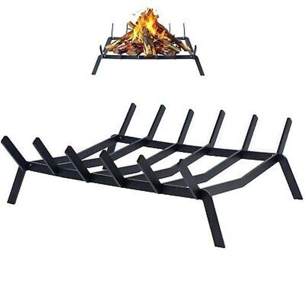 Fireplace Grate 17 inch, Heavy Duty Steel Fireplace Log Grate, Fireplace Log ...