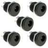 2.1mm x 5.5mm Round Panel Mount Female Socket DC Connector Jack Plug (Pack of 5)