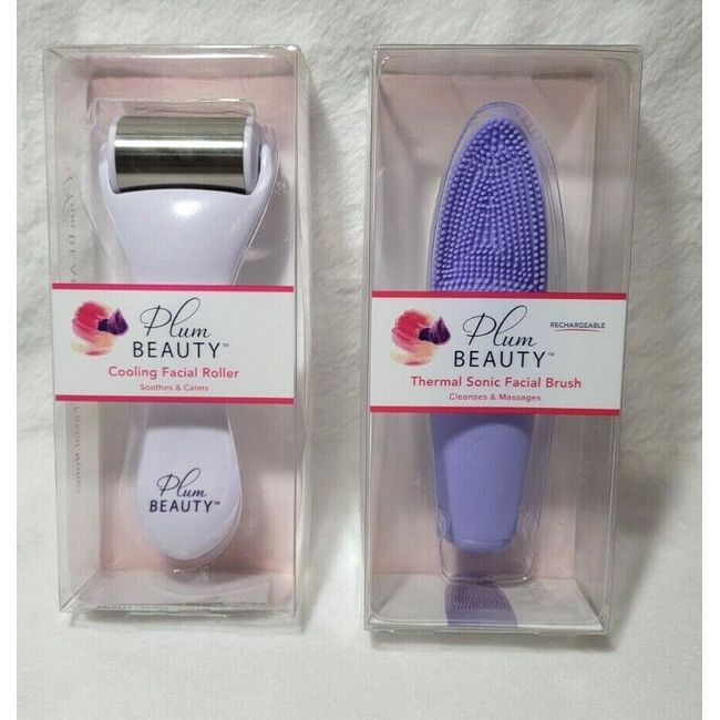 MIXPK Plum Beauty Cooling Facial Roller &Plum Beauty Thermal Sonic Facial Brush