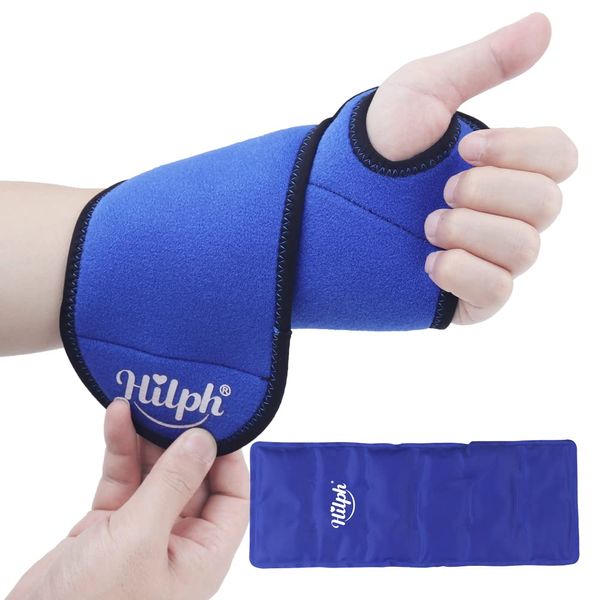 Hilph Wrist Ice Pack Wrap for Pain Relief, Reusable Wrist Brace with Gel Cold Pack for Injuries, Hot & Cold Compress Hand Ice Pack for Carpal Tunnel, Rheumatoid, Tendonitis, Swelling