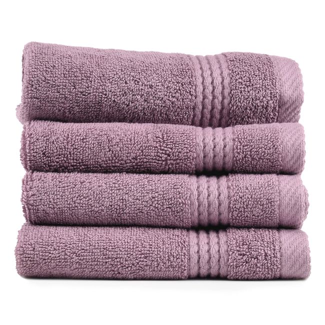 East'N Blue Lara Turkish Cotton Washcloths for Quick Dry, Extra Soft and Absorbent, 4 Pack Washcloth Set (Damson)