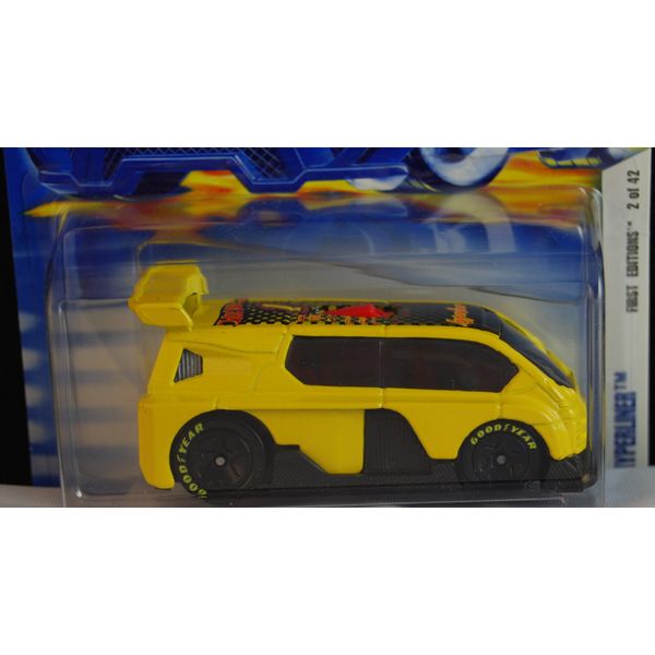 Hot Wheels 2002 First Editions Yellow Hyperliner Die Cast Car #014 1:64 Scale