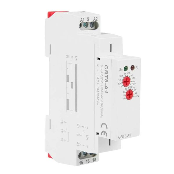 GRT8- AC/DC 12V~240V, Din Rail Timer Relay, Adjustable Time Clock, Time Delay Relay, Mini Power on Off Delay Relay with Adjustable Knob