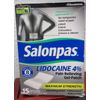 MAXIMUM STRENGTH Salonpas LICOCAINE PAIN RELIEVING GEL PATCH 15 Count