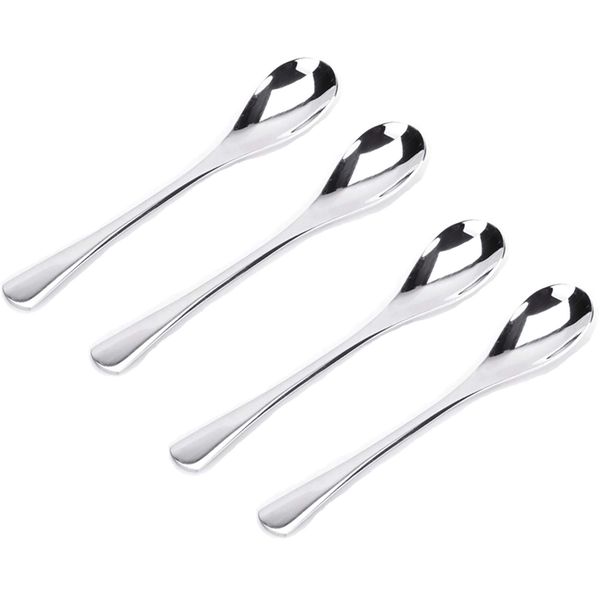 VANRA Teaspoon Set 4 PCS 4.9in Stainless Steel Coffee Spoon Small Spoons Dessert Spoon Set Silver Flatware Set, Polished & Dishwasher Safe