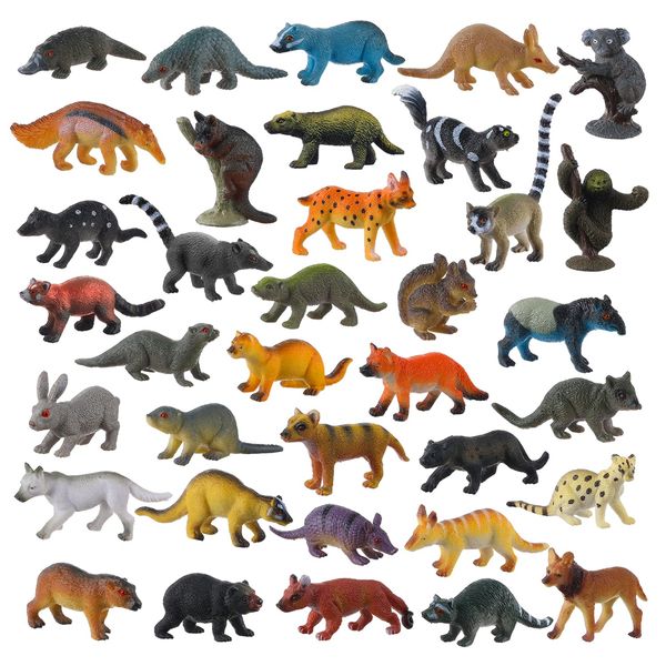 JOKFEICE Kleine Tierfiguren für Kinder, 36 Stück realistische Waldtier-Babyfiguren, Waldbewohner-Figuren, Lernspielzeug für Wissenschaftsprojekte, Kuchen- und Party-Dekoration