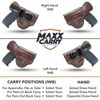 Maxx Carry Inside The Waistband Leather Holster Fits SIG P365. IWB Holster, Brown, Right Hand Draw.