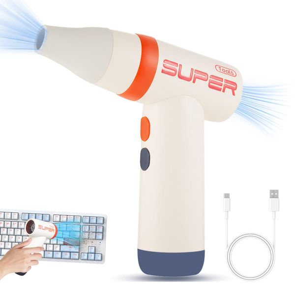 Travel Hairdryer, Portable Hair Dryer Cordless, Compressed Air Duster, USB Rechargeable, 4 Gears Settings 80000 RPM Mini Air Blower for Travel Gift Pc Keyboard Electronics Home Cleaning